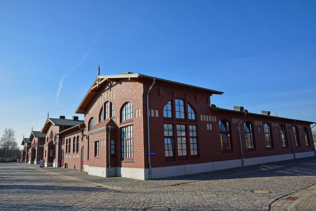 Außenansicht der Backsteinhallen