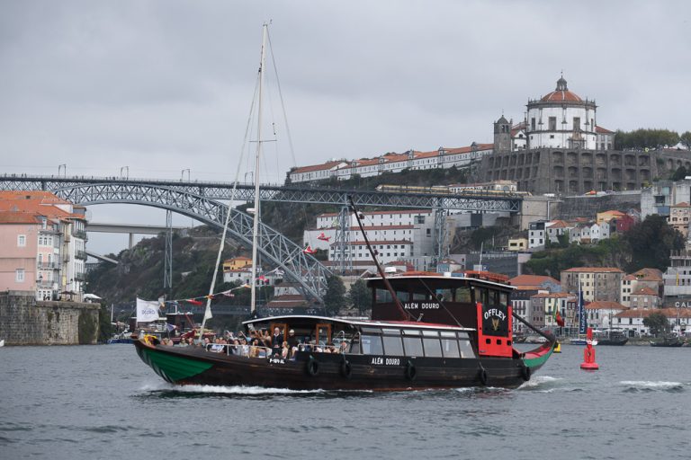 Rabelo-Boot vor der Brücke Dom Luís I