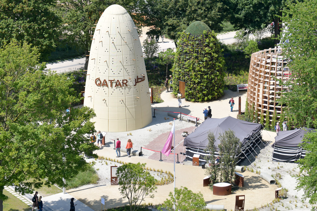 Der Pavillon von Katar im Park der Floriade