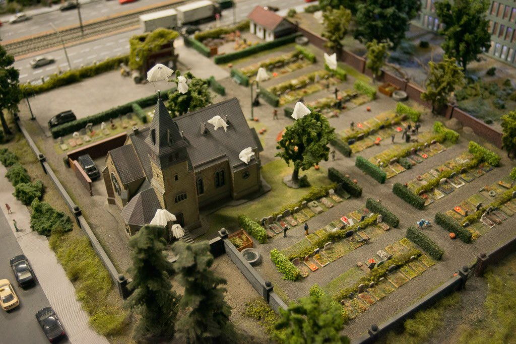 Siedlung mit Gärten im Modell
