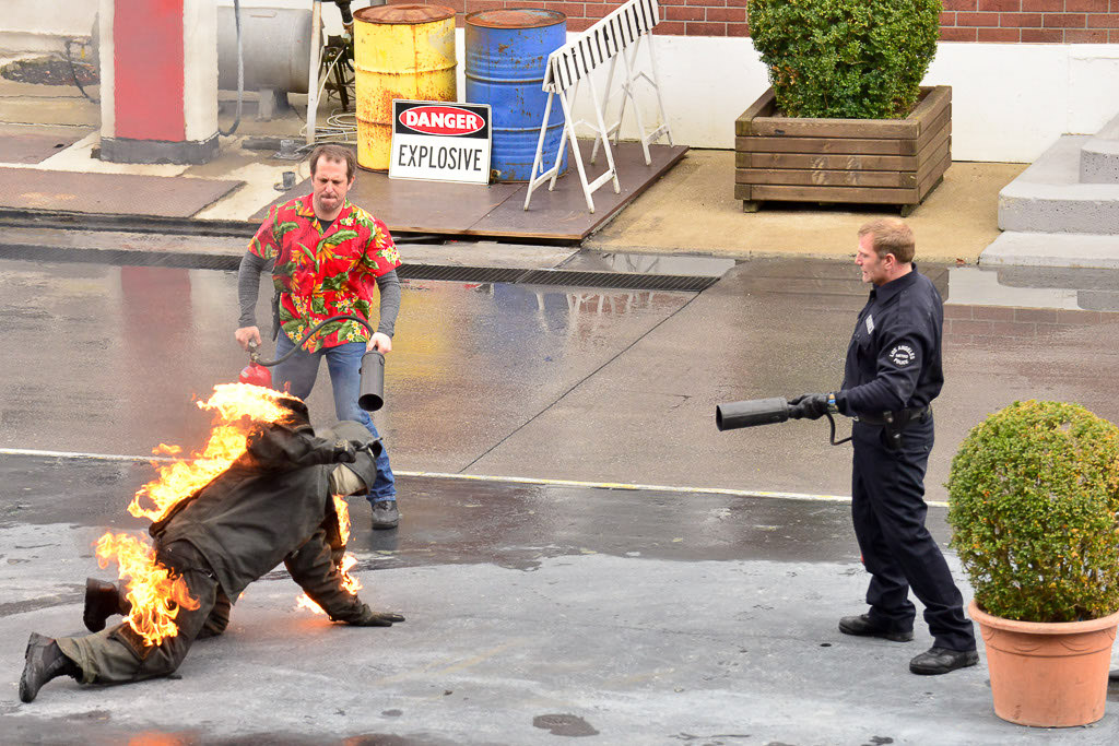 Feuerstunt bei der Stuntshow