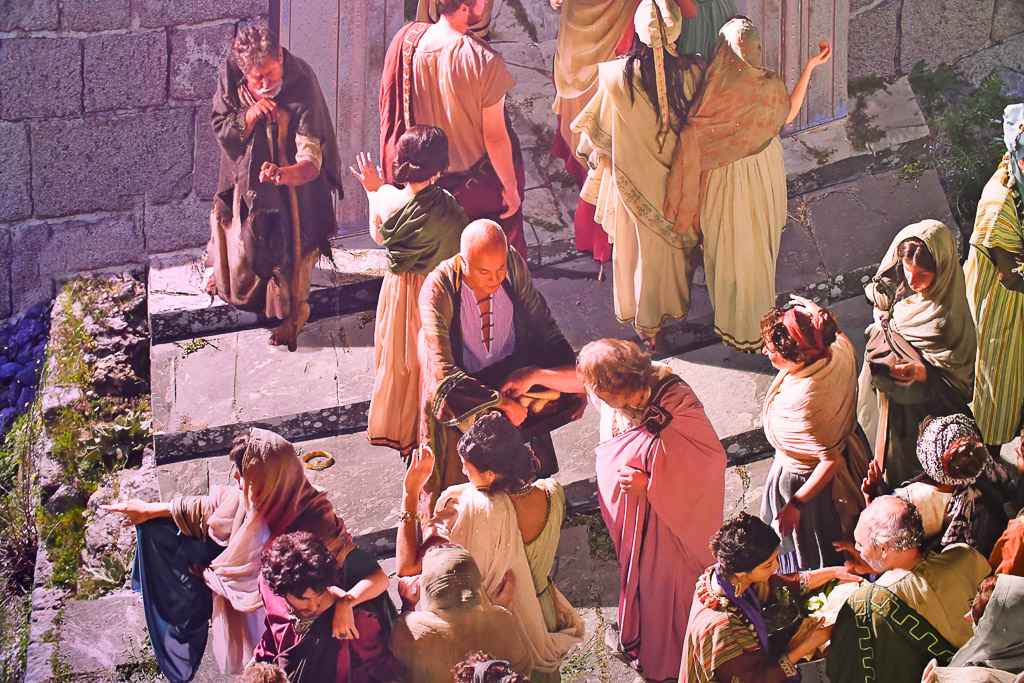 Detail des Panoramas mit Menschen in antiker Kleidung