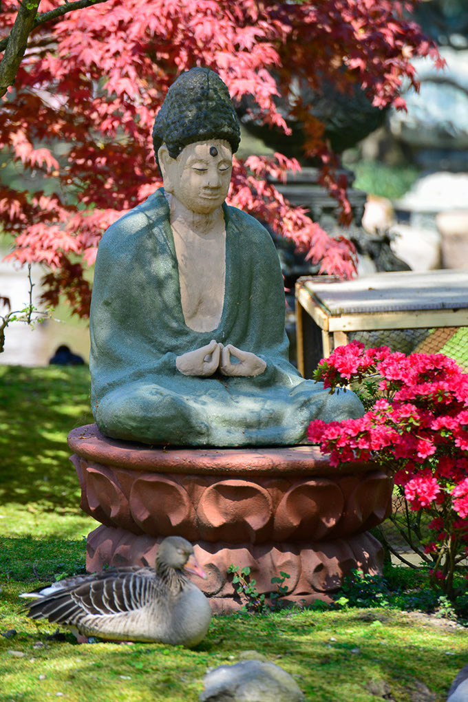 Buddha-Statue im Hochformat