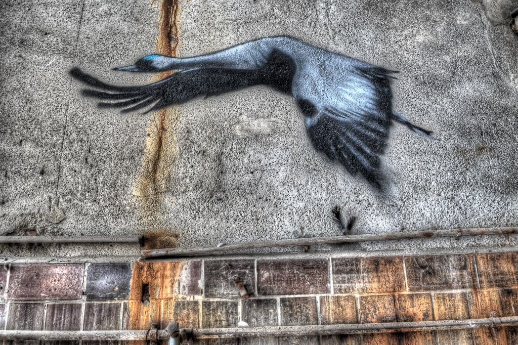 Streetart mit Kranich