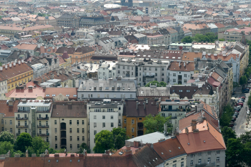 Blick auf Häuser von oben