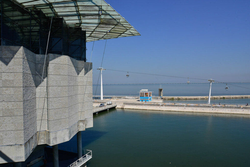 Der Oceanário am Wasser mit Seilbahn