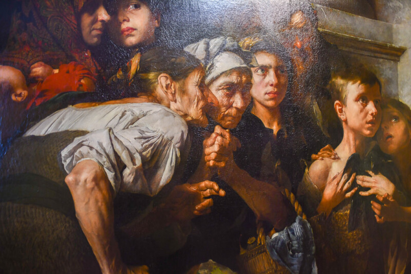 Detail eines Gemäldes mit Gesichtern