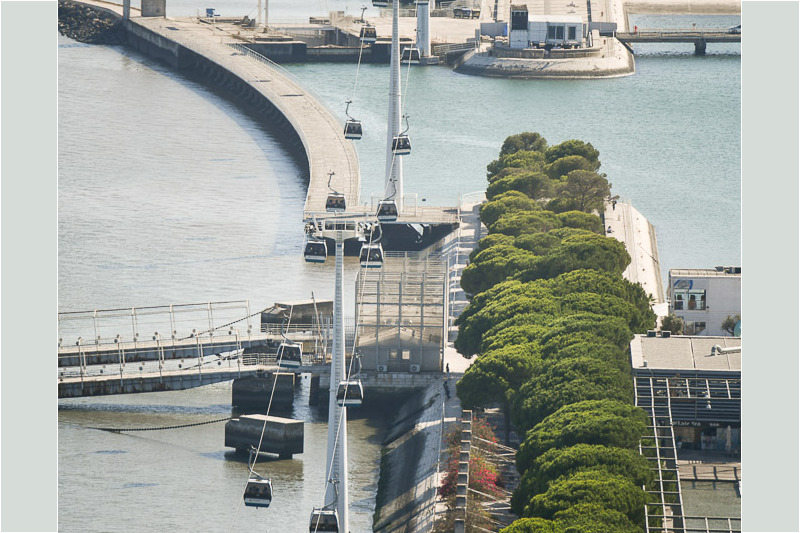Blick von oben auf Promenade und Allee